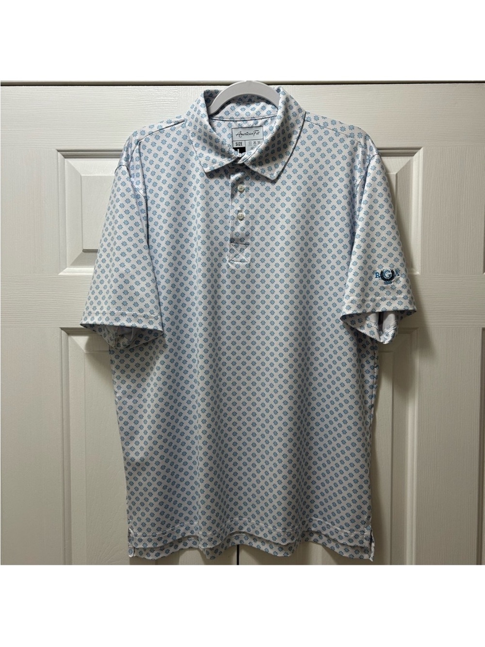 Men’s Light Blue Patterned Golf Polo Shirt